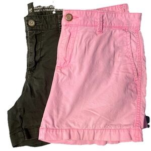 2 pairs Gap Shorts Women 2Green/pink Khaki Chino Girlfriend Summer Casual Preppy